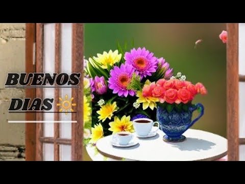 buenas tardes con cafe y flores