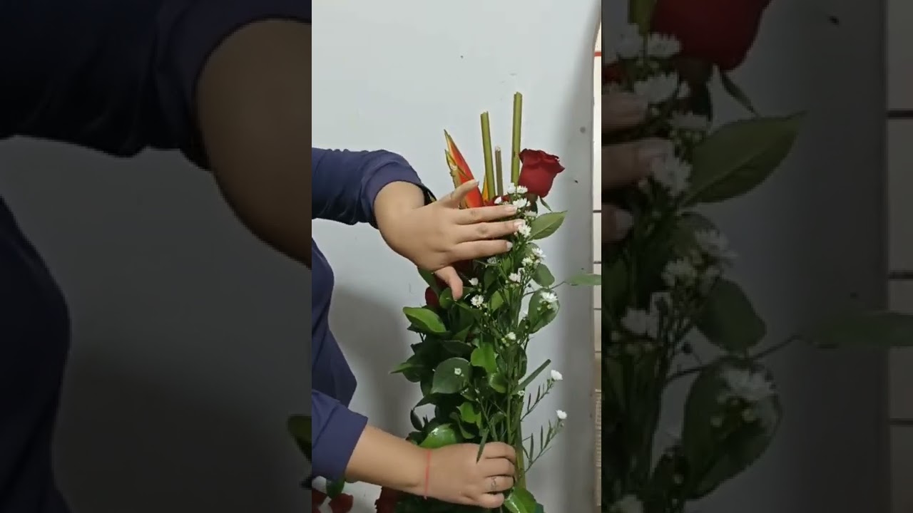 centros de flores en forma de l