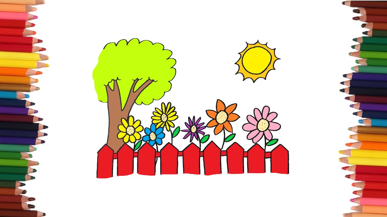 cómo dibujar un jardín de flores