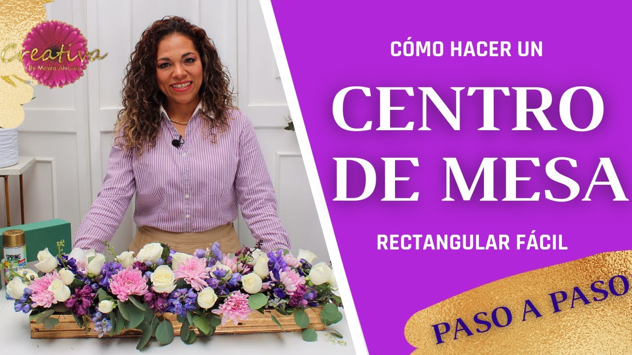 como hacer un centro de flores rectangular