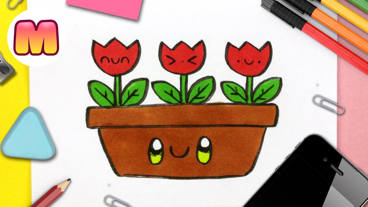 dibujos de una maceta con flores