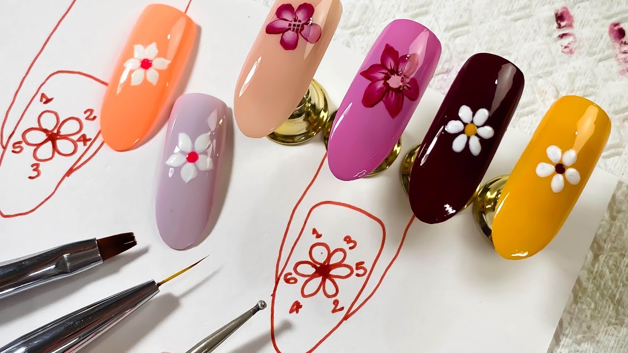flores en uñas paso a paso