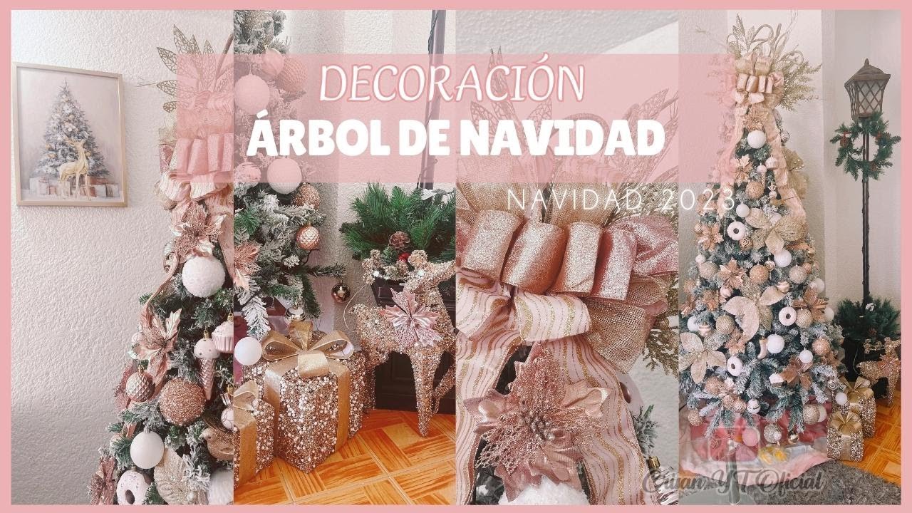 arbol de navidad con decoracion rosa