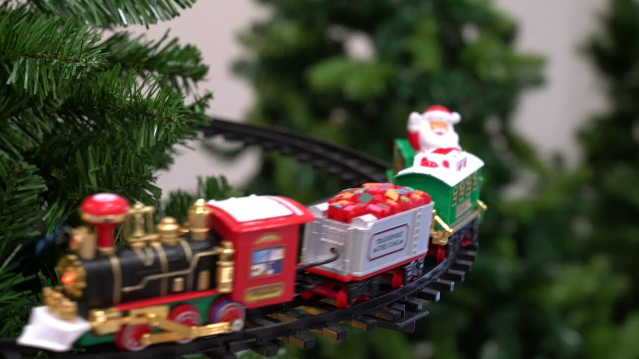 arbol de navidad con tren y noria