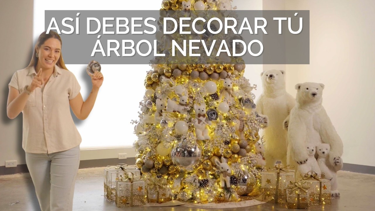 como adornar un arbol de navidad nevado