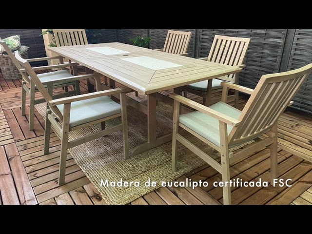 conjunto mesa y sillas jardin madera