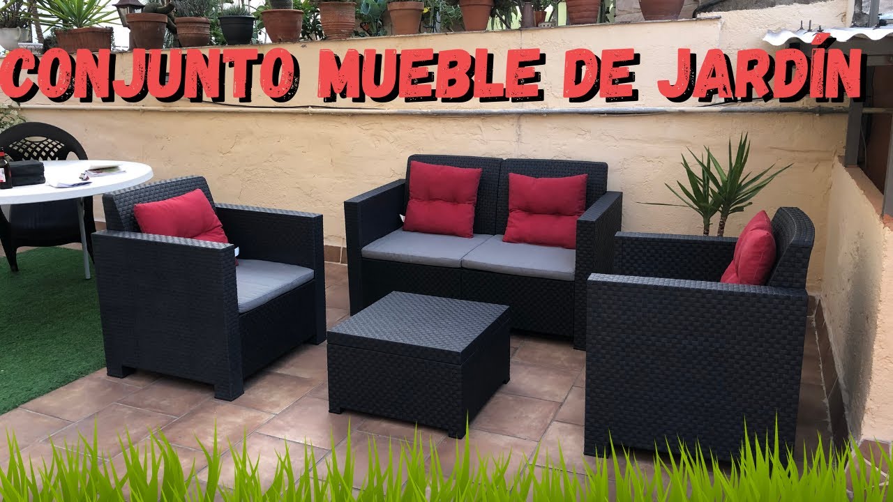 conjunto mesa y sillas jardín resina