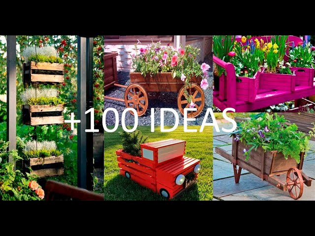 decoracion con cajas de madera para jardines
