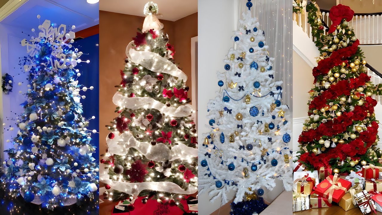 decoracion de arboles de navidad blancos