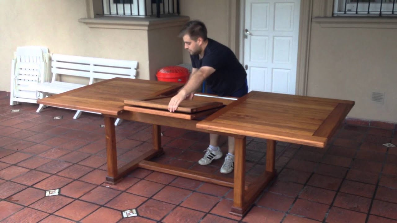 mesa de madera extensible para jardin