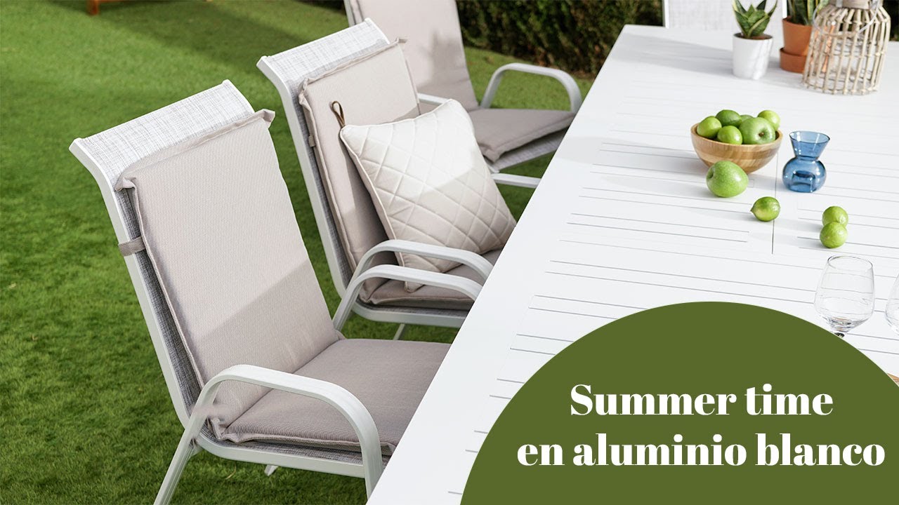 muebles de jardin en aluminio blanco
