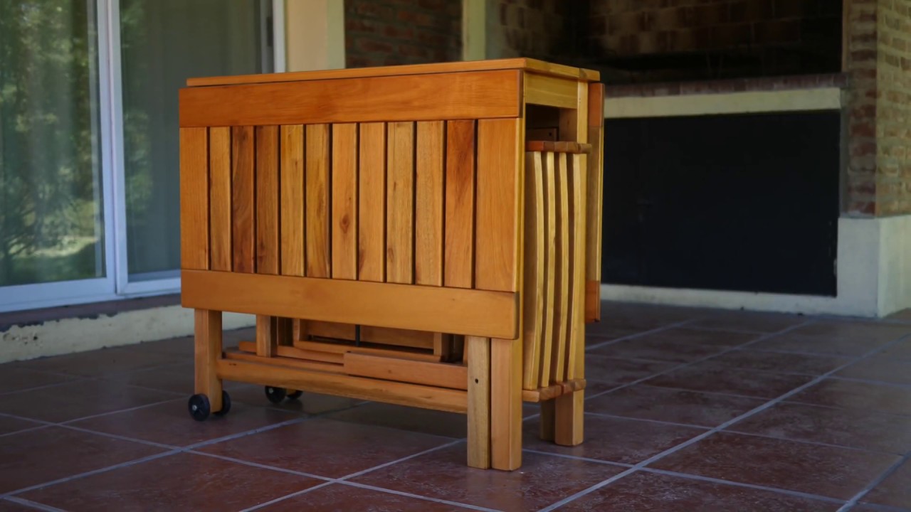 mesa plegable de madera para exterior